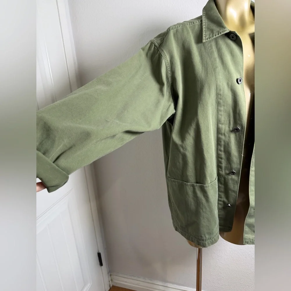 Polo Ralph Lauren Jacket Mens Medium Army Green Cotton Twill Military Casual - Picture 4 of 10